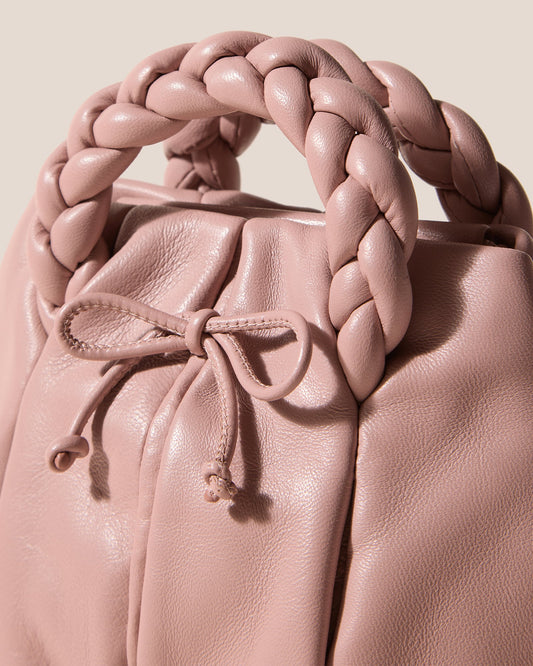 BOMBON BOW - Plaited-handle Leather Handbag