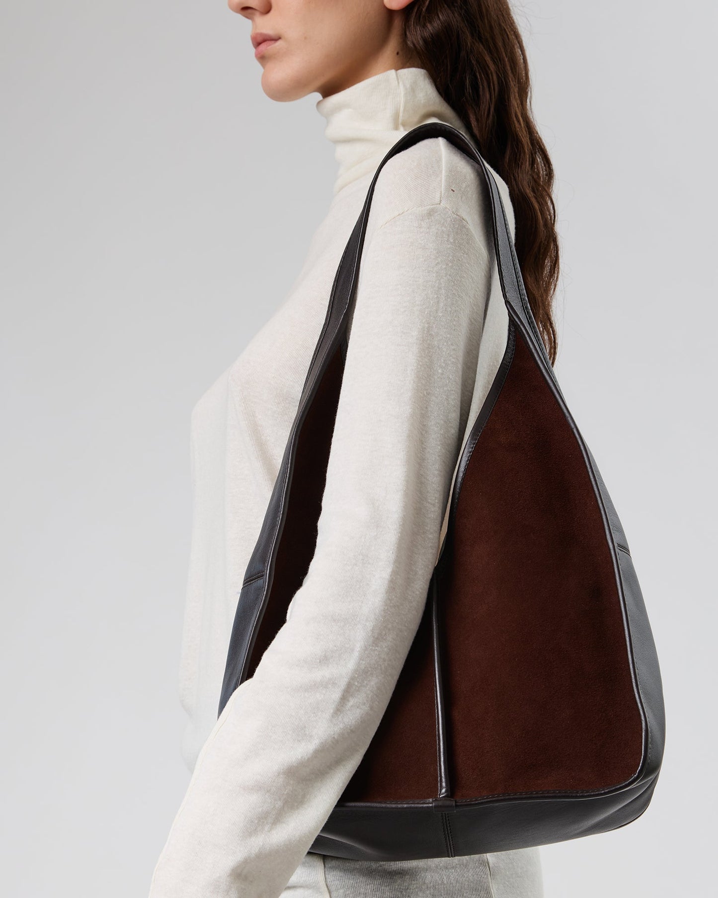 CALELLA HOBO SUEDE - Leather-trimmed Shoulder Bag
