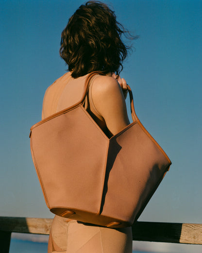 CALELLA - Leather-trimmed Organic Cotton Tote Bag