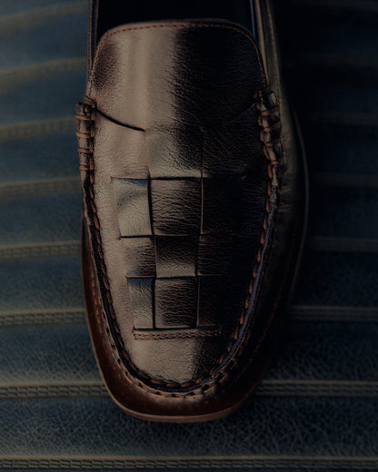 NOMBELA WAXED - Men's Interwoven Detail Slip-On Loafer