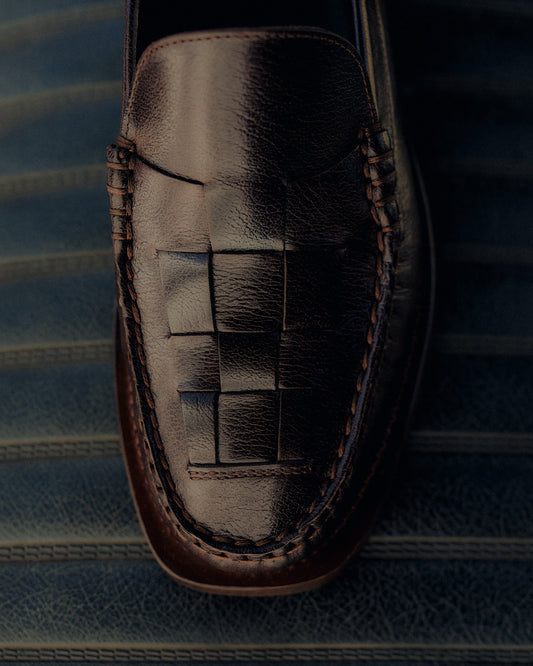 NOMBELA WAXED - Men's Interwoven Detail Slip-On Loafer