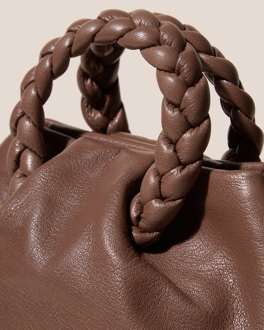BOMBON M SUPPLE SHINY - Medium Plaited-handle Leather Handbag