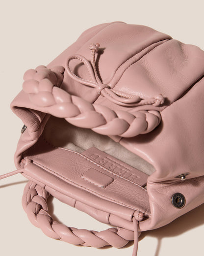 BOMBON BOW - Plaited-handle Leather Handbag