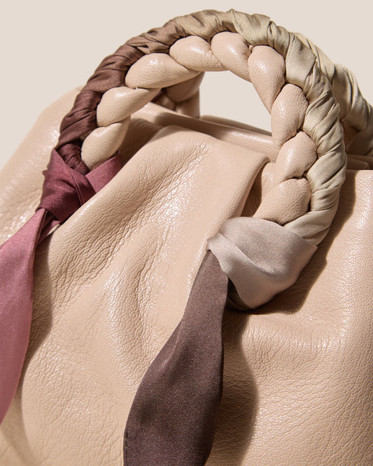 BOMBON FOULARD - Plaited-handle Leather Handbag