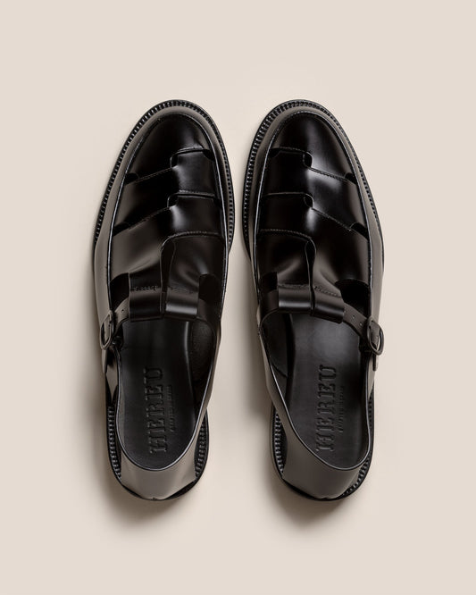 BESSO LEATHER - Men's Interwoven T-bar Sandal