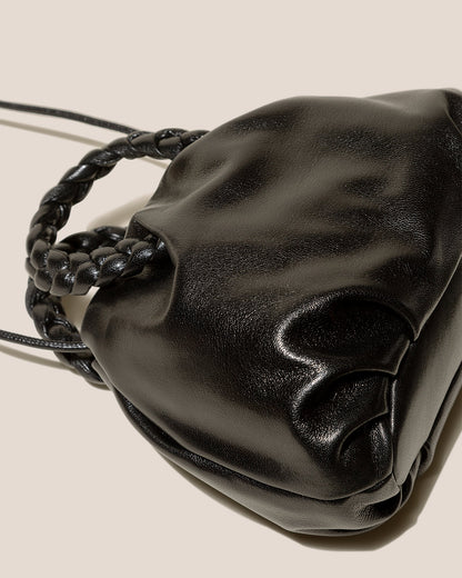 BOMBON M SUPPLE SHINY - Medium Plaited-handle Leather Handbag