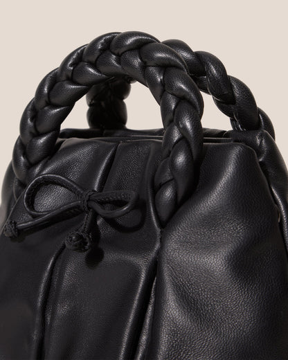 BOMBON BOW - Plaited-handle Leather Handbag