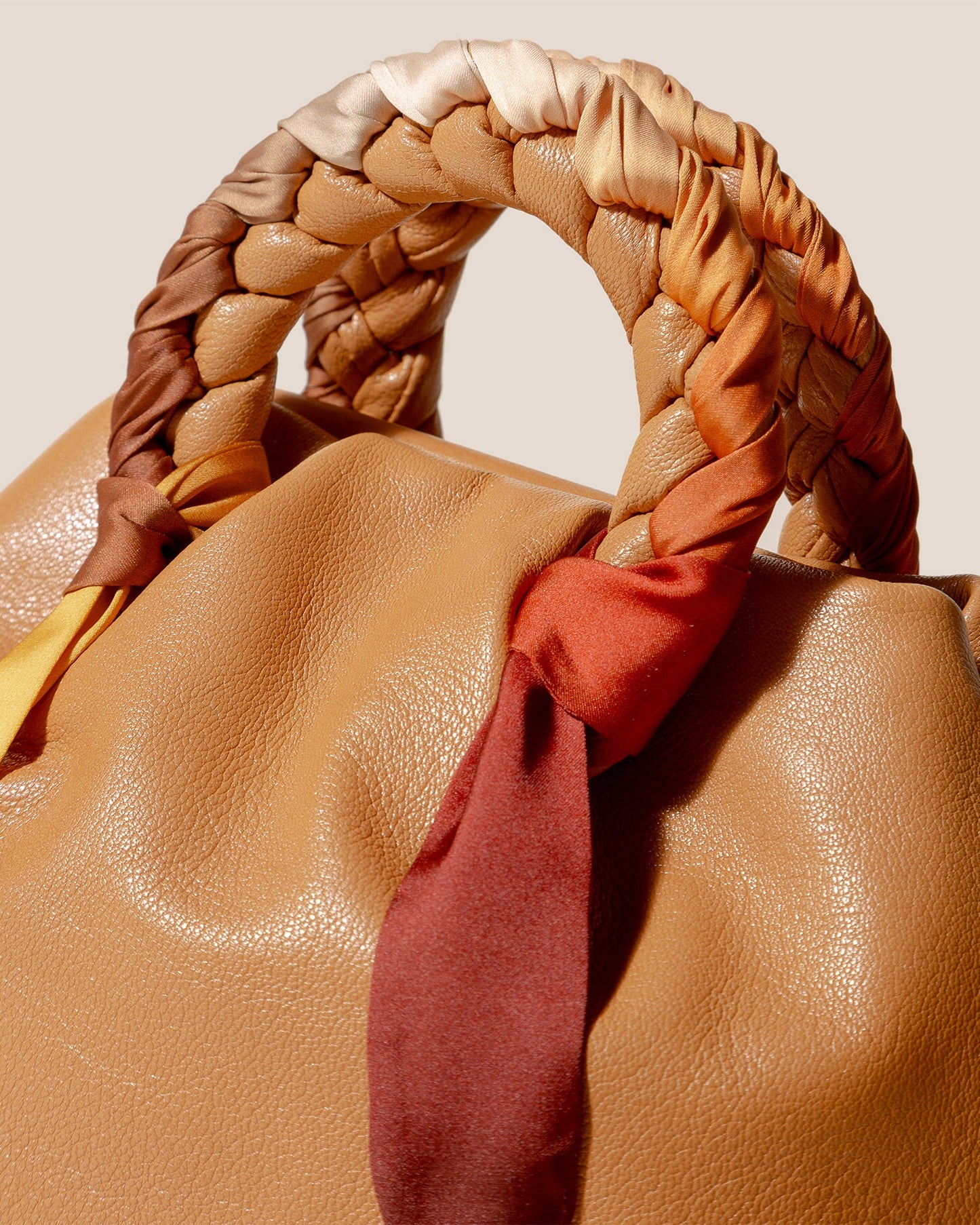 BOMBON FOULARD - Plaited-handle Leather Handbag