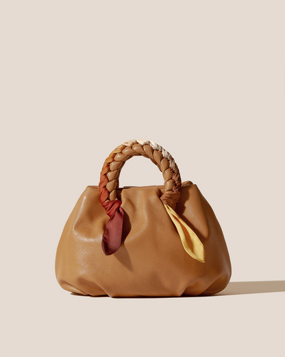 BOMBON M FOULARD - Medium Plaited-handle Leather Handbag