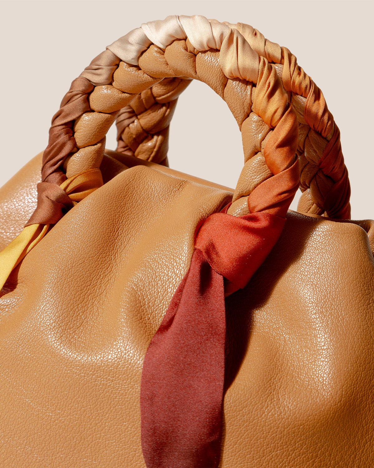 BOMBON M FOULARD - Medium Plaited-handle Leather Handbag