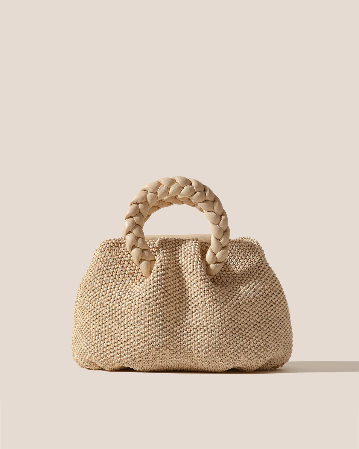 BOMBON M SOFT RAFFIA - Medium Plaited-handle Raffia Handbag