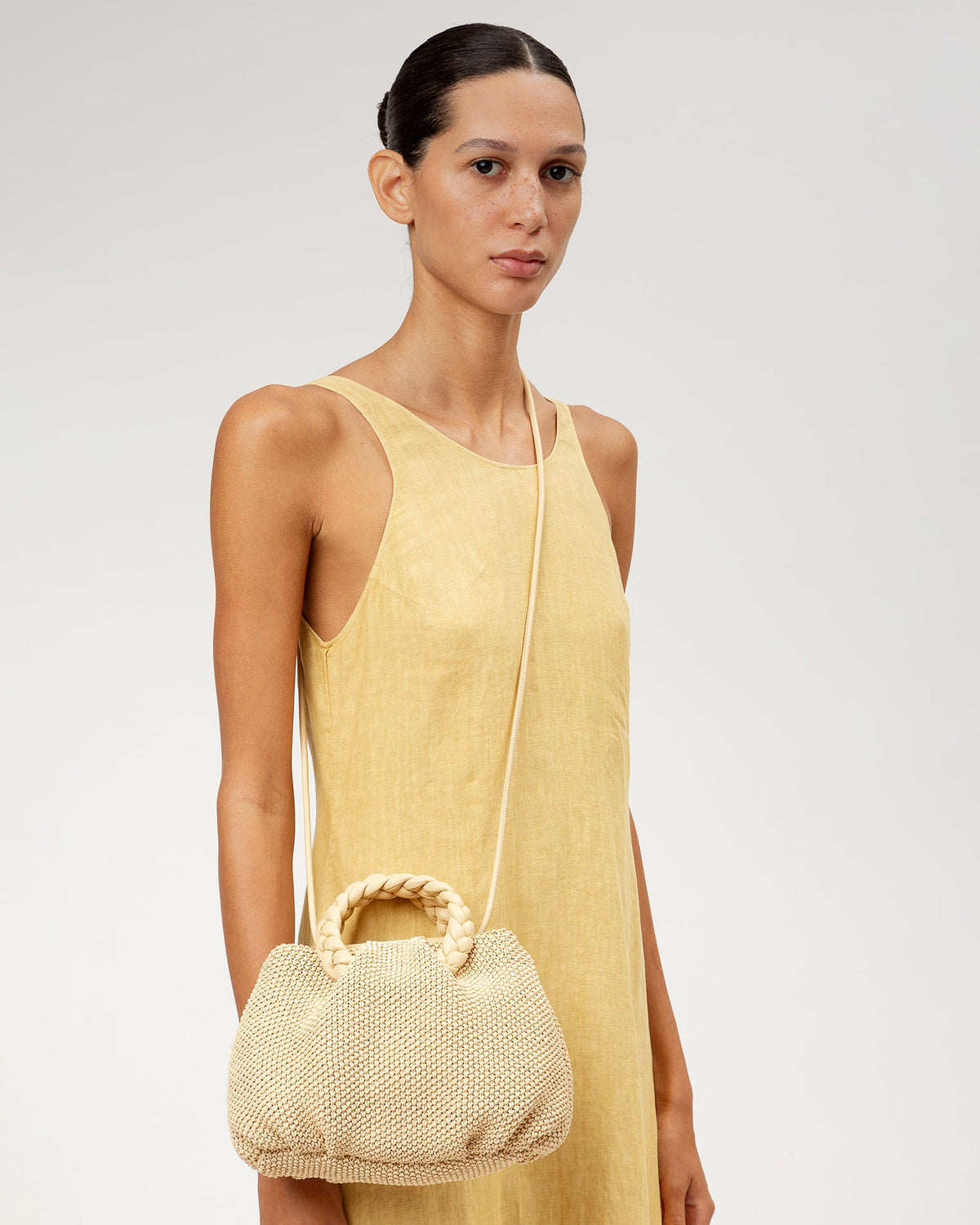 BOMBON M SOFT RAFFIA - Medium Plaited-handle Raffia Handbag
