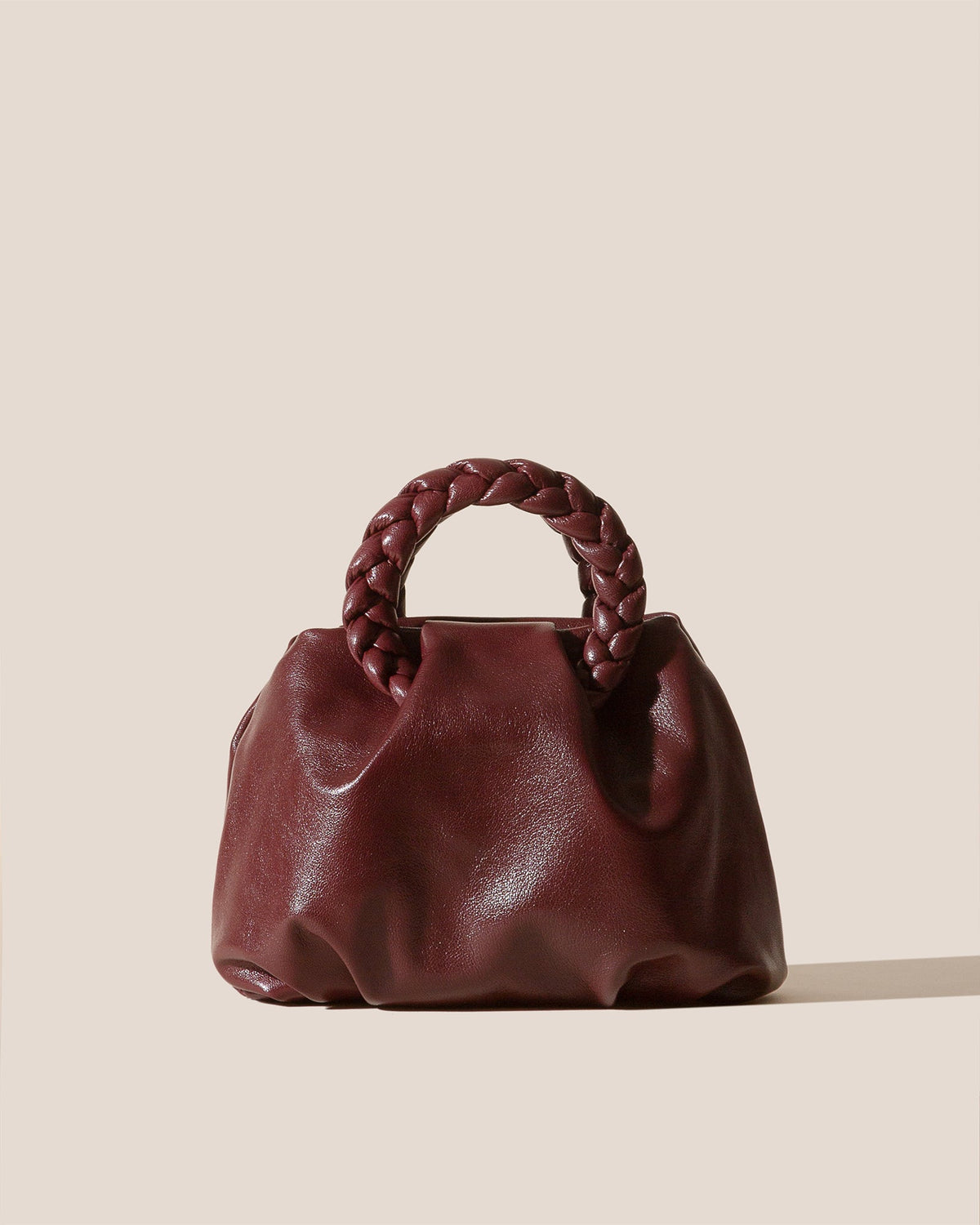 BOMBON M SUPPLE SHINY - Medium Plaited-handle Leather Handbag