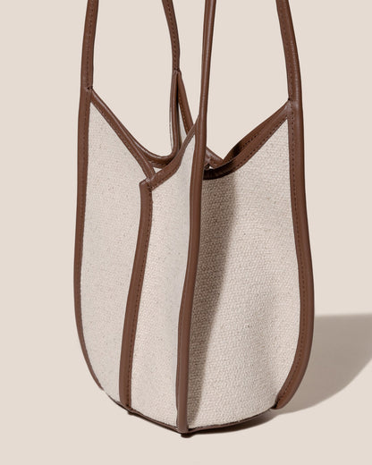 CALELLA BUCKET CANVAS - Leather-trimmed Shoulder Bag
