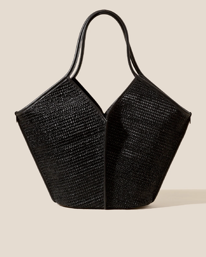 CALELLA RAFFIA - Leather-trimmed Tote Bag