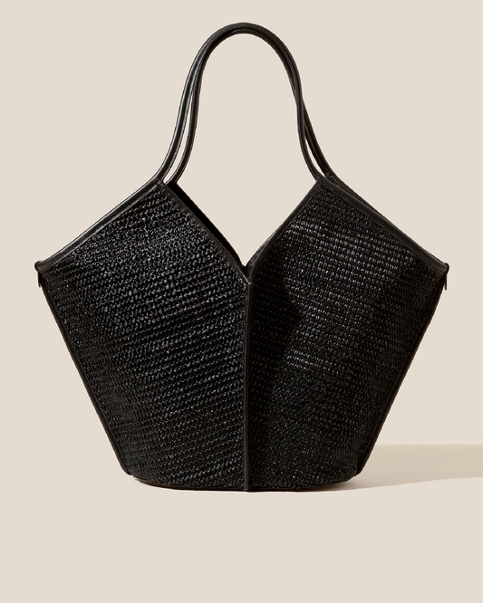 CALELLA RAFFIA - Leather-trimmed Tote Bag