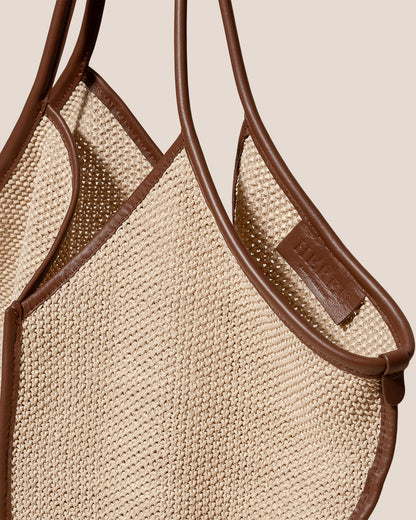 CALELLA SOFT RAFFIA - Leather-trimmed Tote Bag