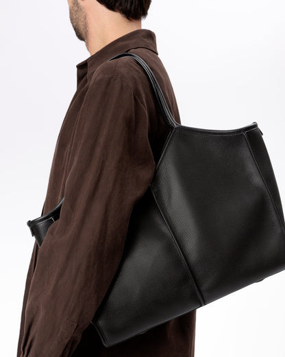 CALELLA SQUARED MEDIUM GRAINY - Leather-trimmed Tote Bag