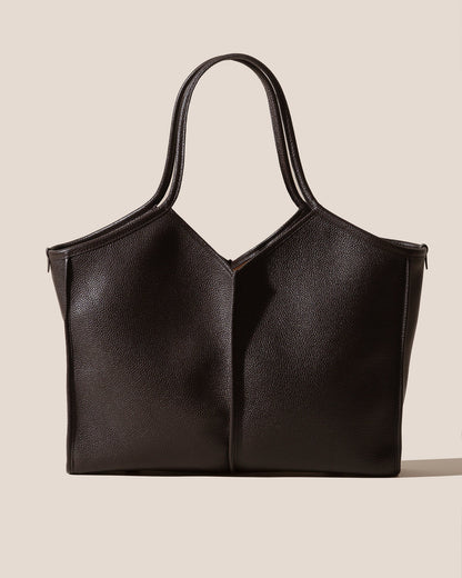 CALELLA SQUARED MEDIUM GRAINY - Leather-trimmed Tote Bag