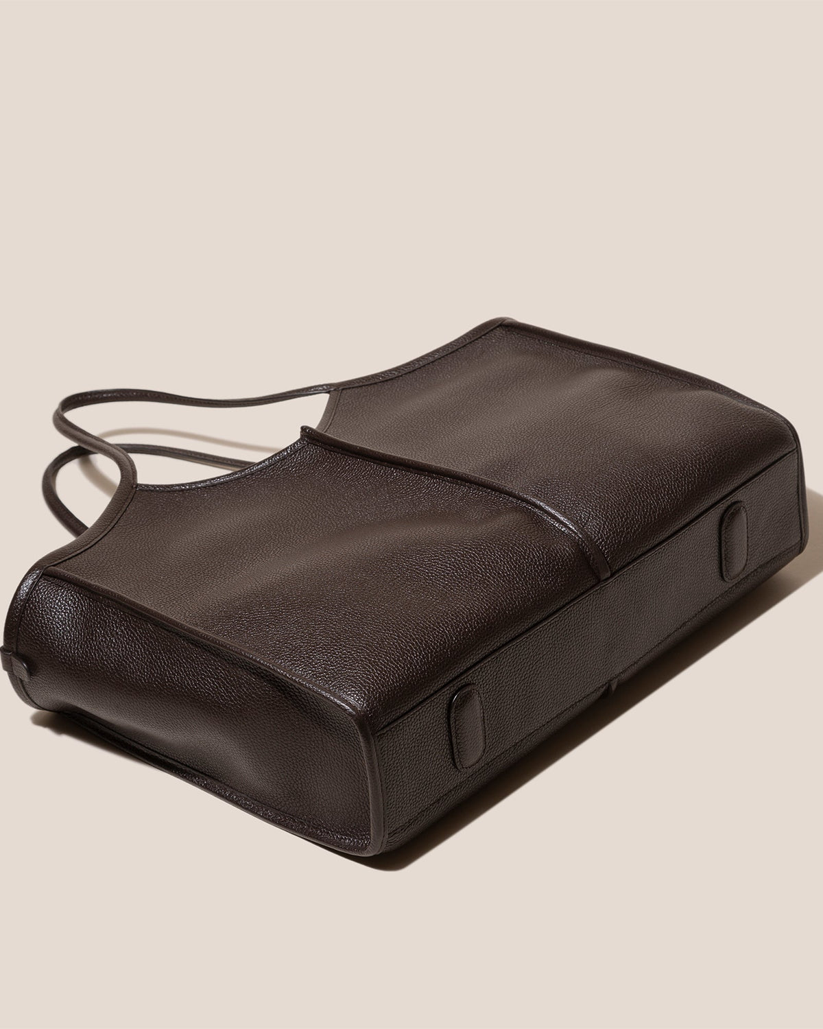 CALELLA SQUARED MEDIUM GRAINY - Leather-trimmed Tote Bag