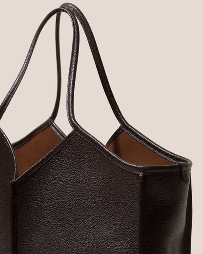 CALELLA SQUARED MEDIUM GRAINY - Leather-trimmed Tote Bag