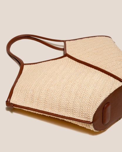 CALELLA RAFFIA - Leather-trimmed Tote Bag