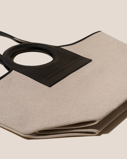 CALA S - Leather-trimmed Canvas Tote Bag