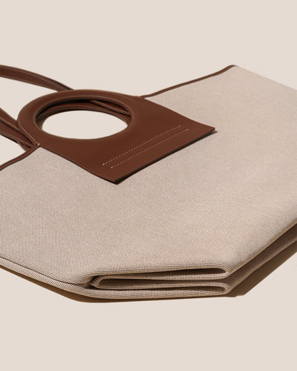 CALA S - Leather-trimmed Canvas Tote Bag