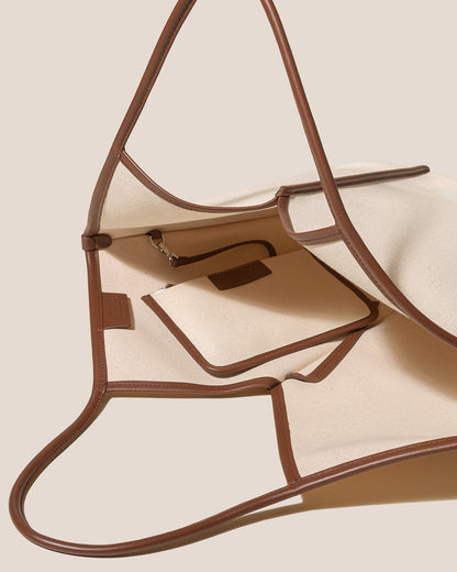 CALELLA - Leather-trimmed Organic Cotton Tote Bag