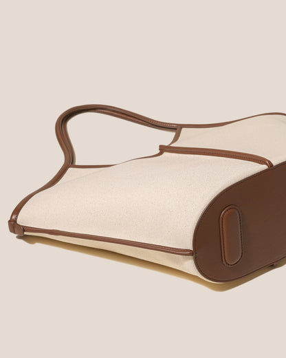 CALELLA - Leather-trimmed Organic Cotton Tote Bag