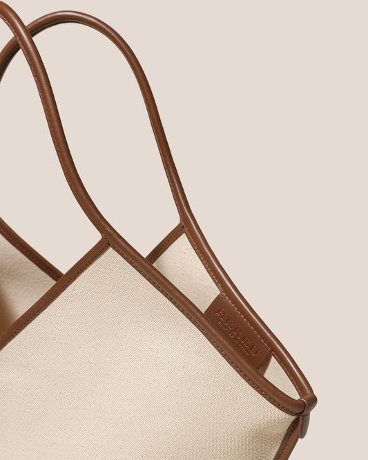 CALELLA - Leather-trimmed Organic Cotton Tote Bag
