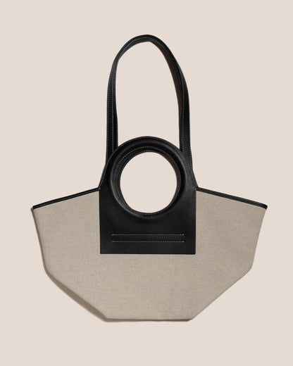 CALA S - Leather-trimmed Canvas Tote Bag