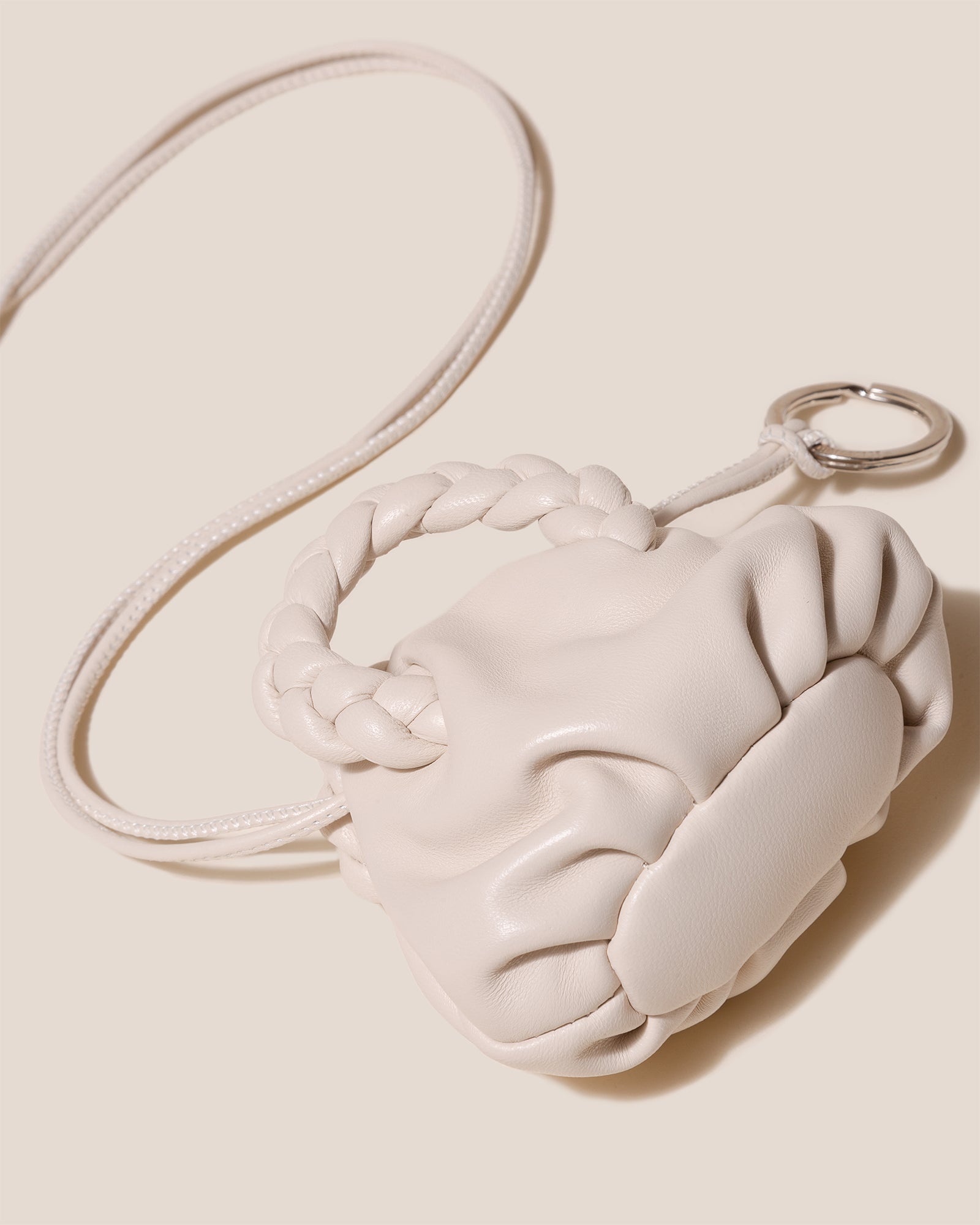 BOMBON MINI PURSE - Plaited-Handle Leather Keychain Purse