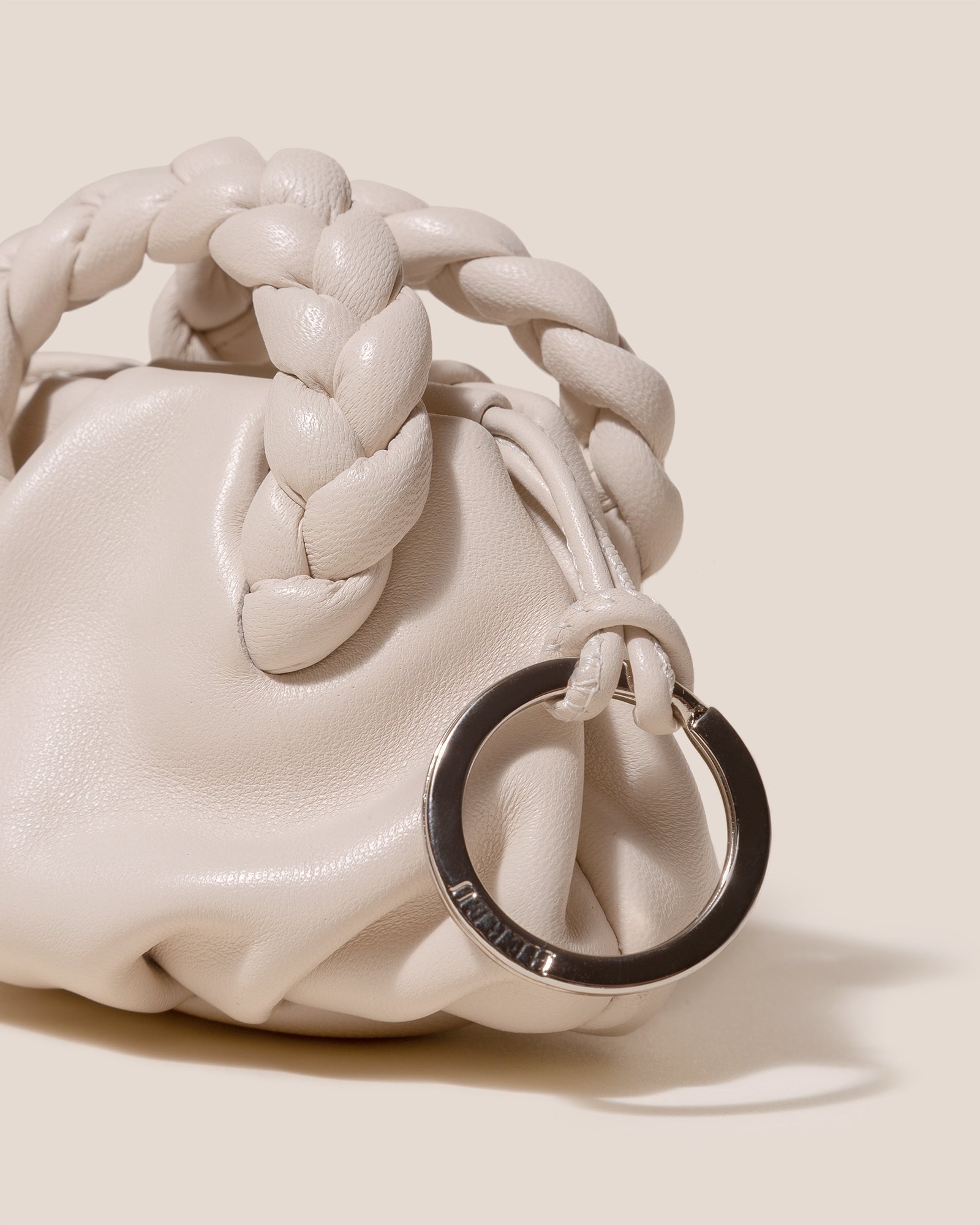 BOMBON MINI PURSE - Plaited-Handle Leather Keychain Purse