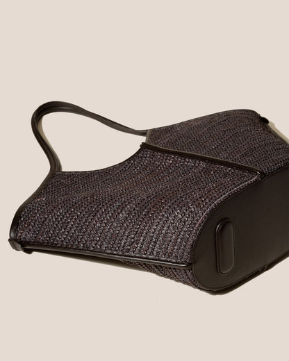 CALELLA RAFFIA - Leather-trimmed Tote Bag