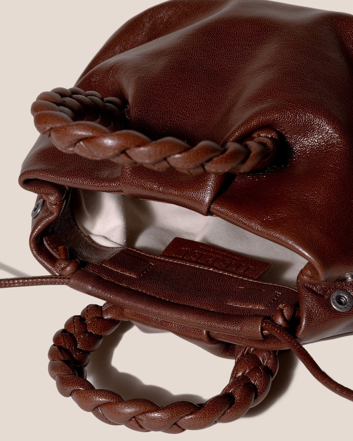 BOMBON M SUPPLE SHINY - Medium Plaited-handle Leather Handbag