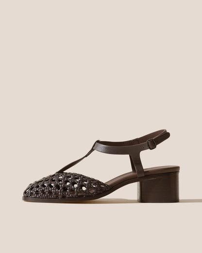 GABIA - Heeled Woven T-bar Sandal