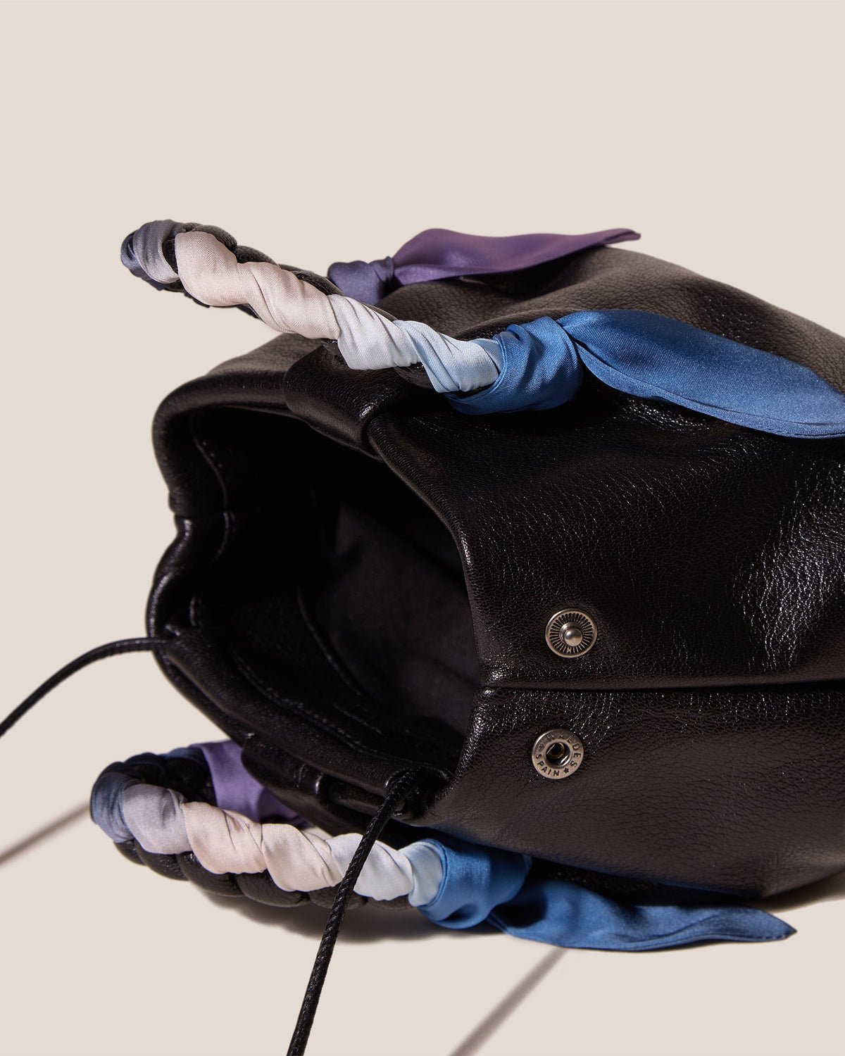 BOMBON FOULARD - Plaited-handle Leather Handbag