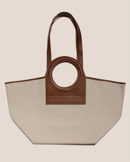 CALA L - Leather-trimmed Canvas Tote Bag