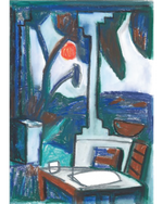 "Porche azul con la luna llena" - Javier Mariscal Artwork
