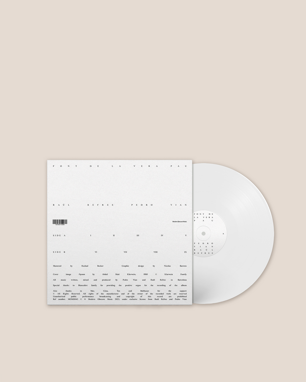 "Font de la Vera Pau" - Raül Refree & Pedro Vian Vinyl